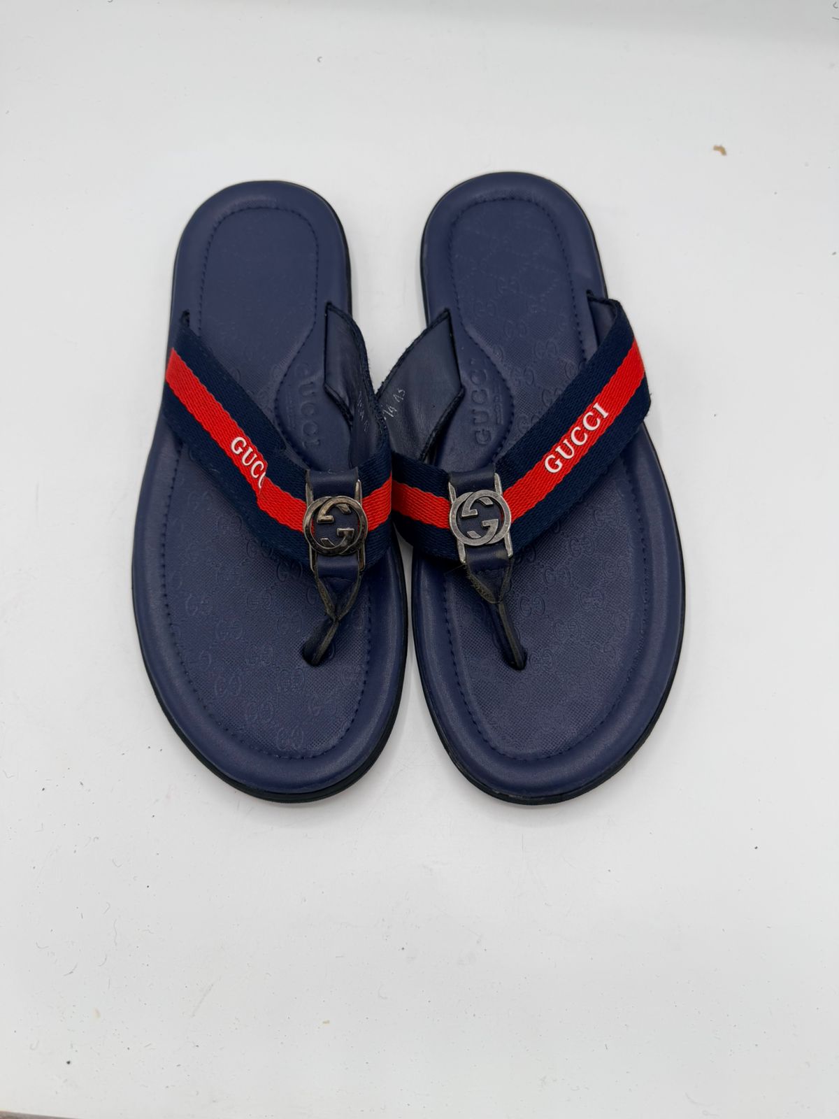 Gucci Men’s Web Leather Thong Sandals