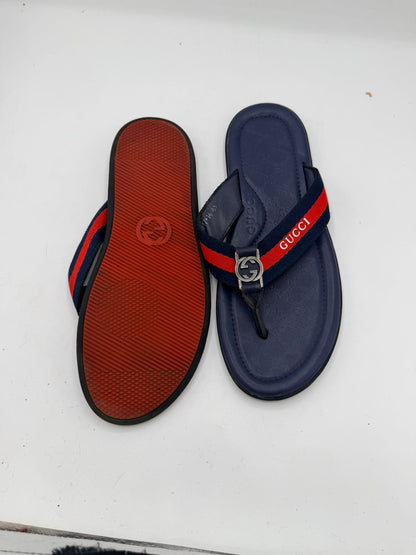 Gucci Men’s Web Leather Thong Sandals