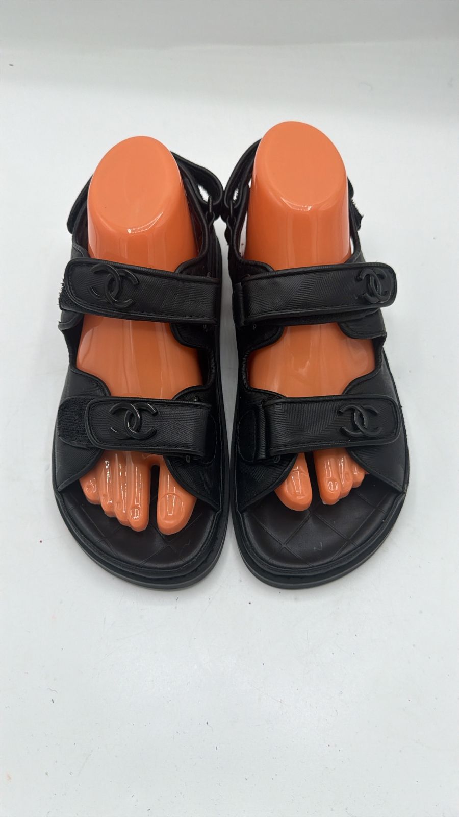 Chanel Black Velcro Quilted Dad Sandals