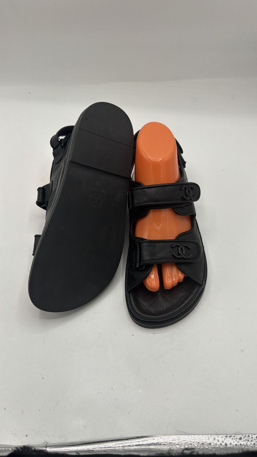 Chanel Black Velcro Quilted Dad Sandals