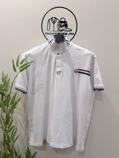 Moncler Men's Logo Motif White Polo Shirt