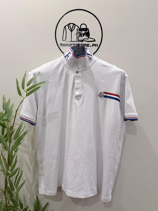 Moncler Men's Logo Motif White Polo Shirt