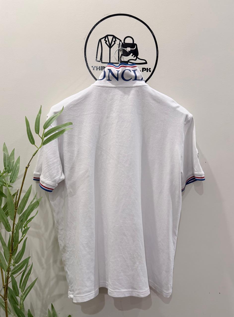 Moncler Men's Logo Motif White Polo Shirt