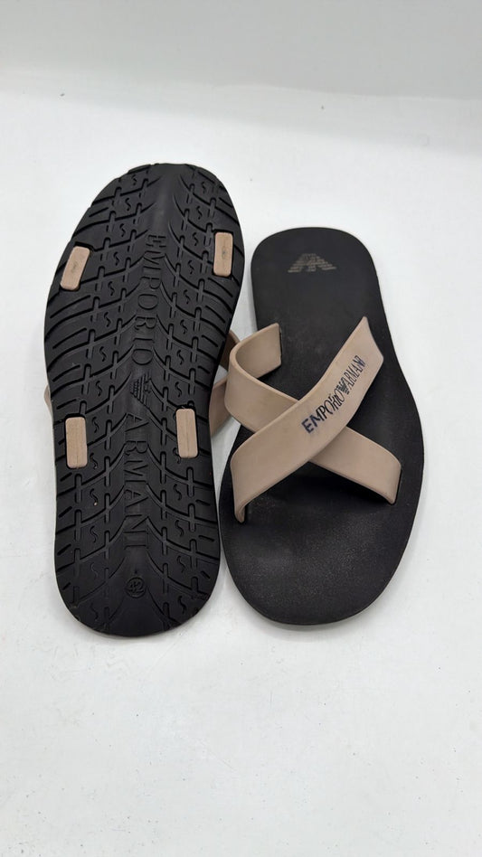 Emporio Armani Crisscross Strap Slide Sandals