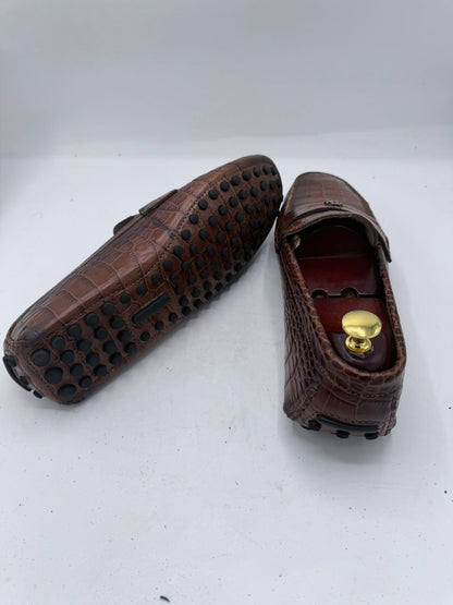 Roberto Cavalli Crocodile-Embossed Leather Loafers