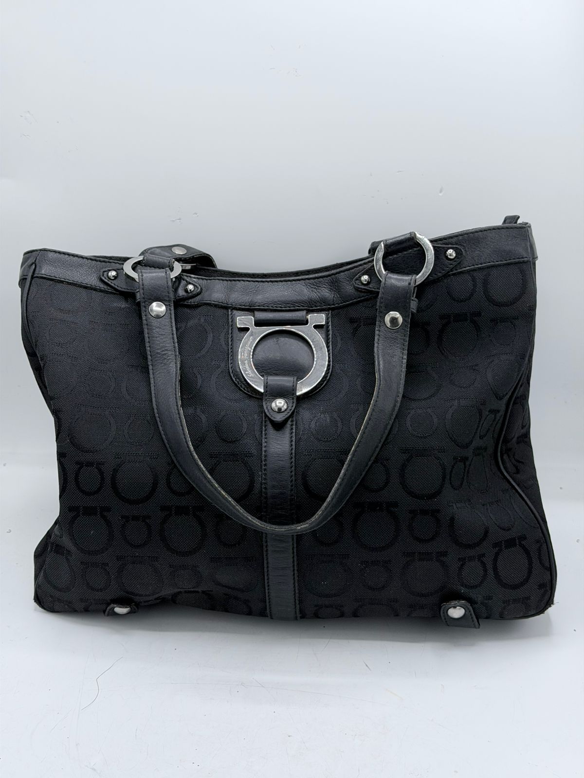 Salvatore Ferragamo Gancini Canvas & Leather Tote Bag