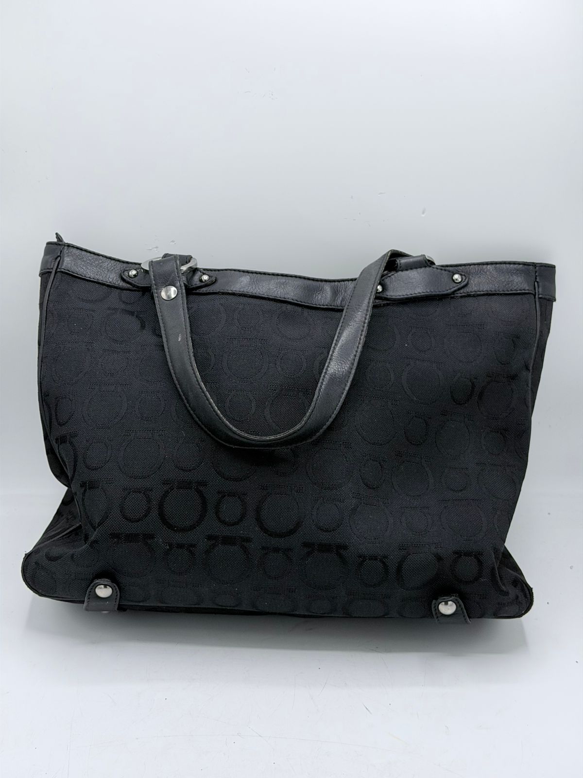 Salvatore Ferragamo Gancini Canvas & Leather Tote Bag