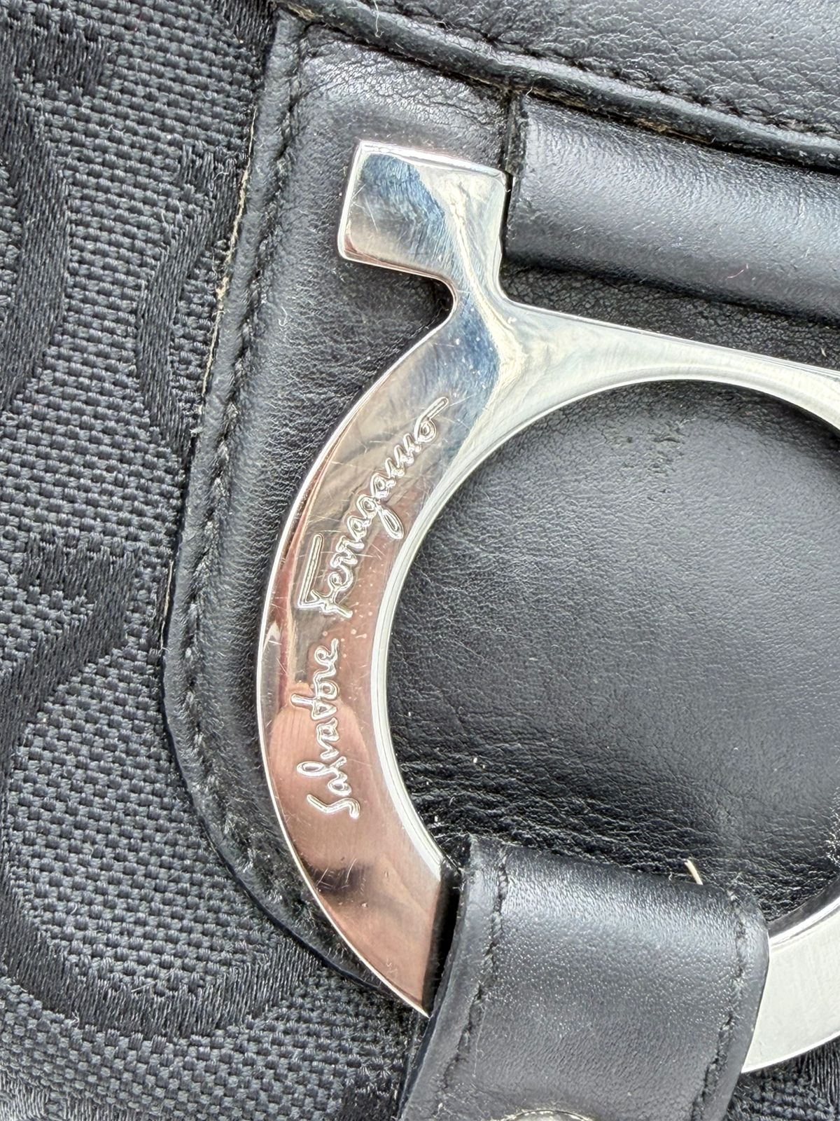 Salvatore Ferragamo Gancini Canvas & Leather Tote Bag