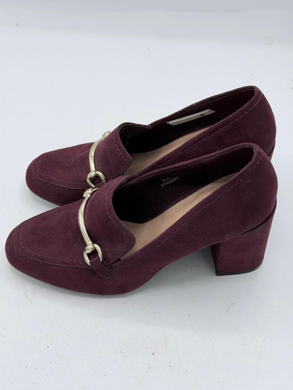 Marks & Spencer (M&S) Maroon Suede Heeled Loafers