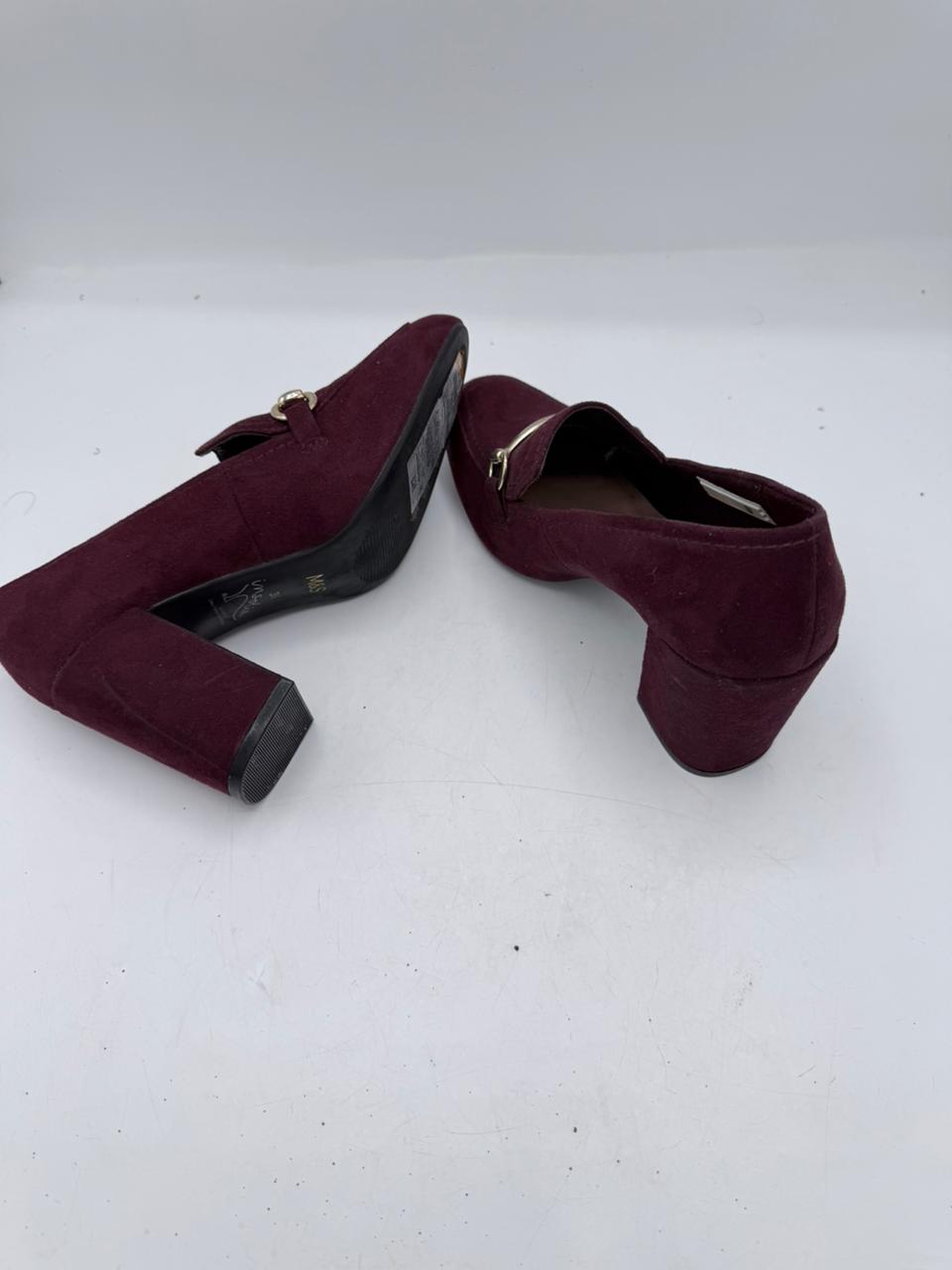 Marks & Spencer (M&S) Maroon Suede Heeled Loafers