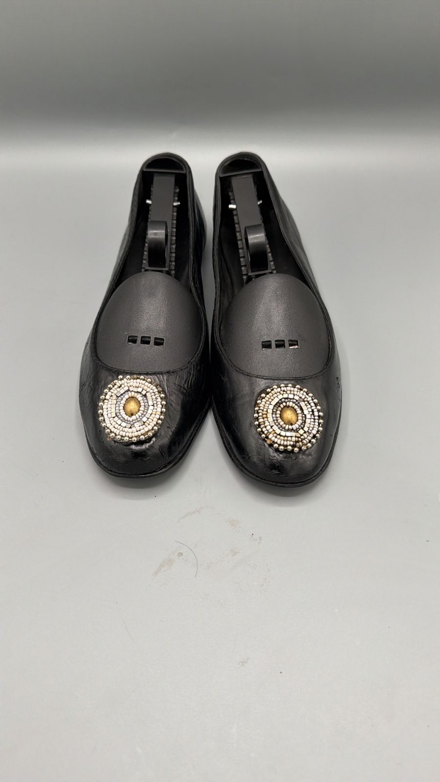 Gucci Black Leather Ballet Flats with Beadwork