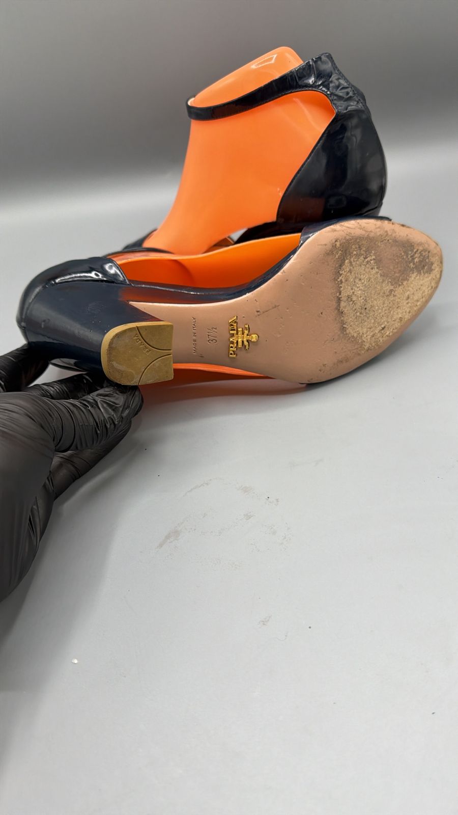 Prada Black Ankle Strap Heels