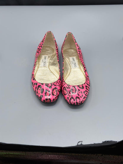 Jimmy Choo Leopard Print Patent Ballet Flats