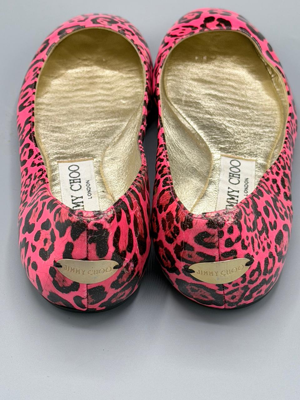 Jimmy Choo Leopard Print Patent Ballet Flats