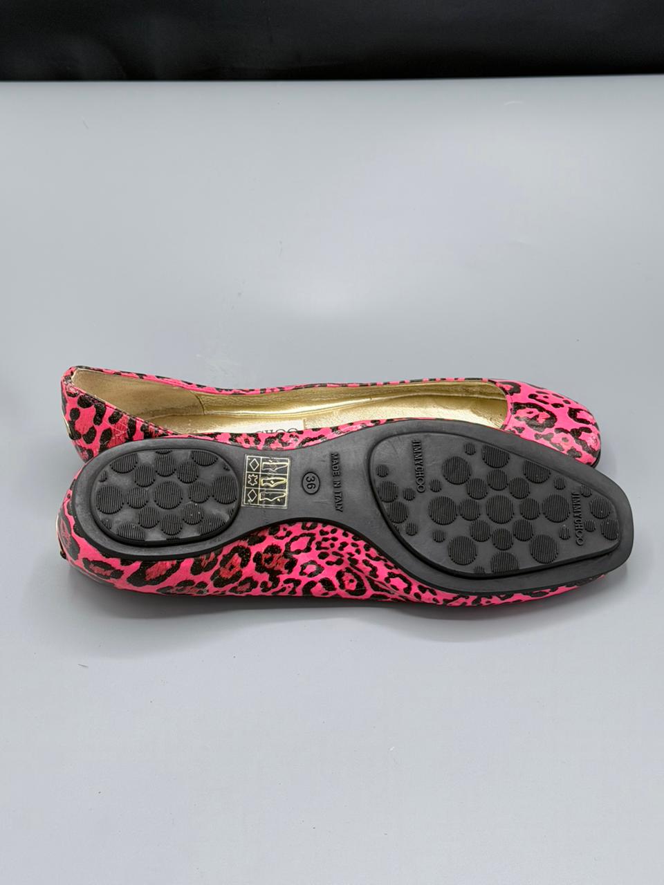 Jimmy Choo Leopard Print Patent Ballet Flats