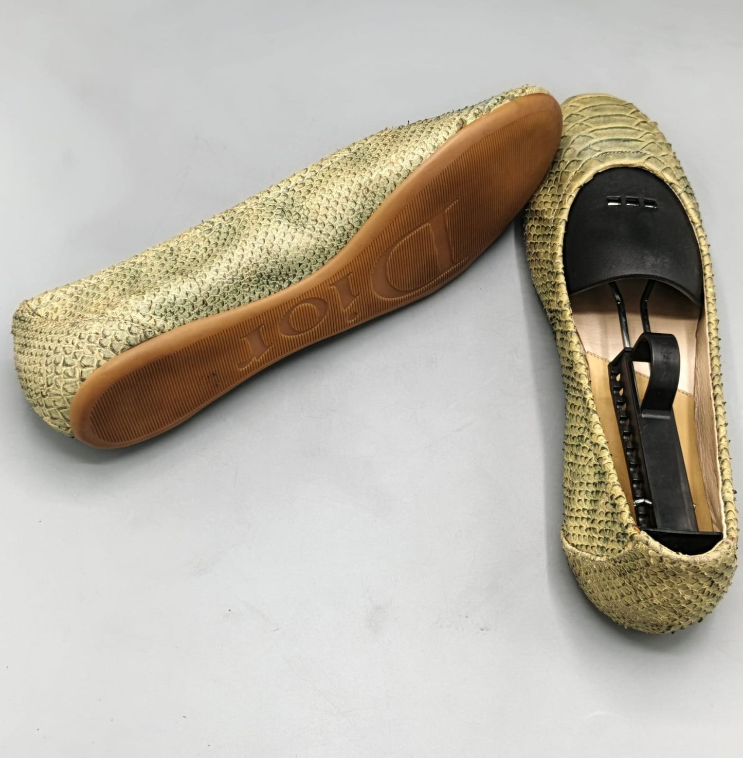 Dior Textured Ballet Flats with Black Toe Cap