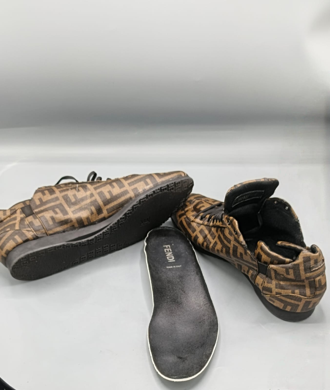 Fendi Zucca Canvas & Leather Low-Top Sneakers