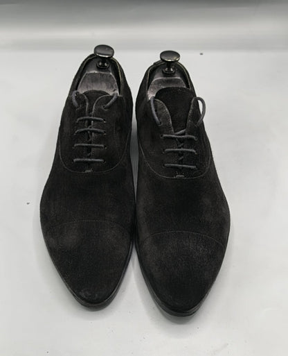 Prada Black Suede Pointed Toe Lace-Up Shoes