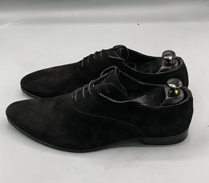 Prada Black Suede Pointed Toe Lace-Up Shoes