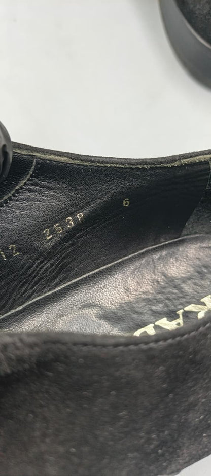Prada Black Suede Pointed Toe Lace-Up Shoes