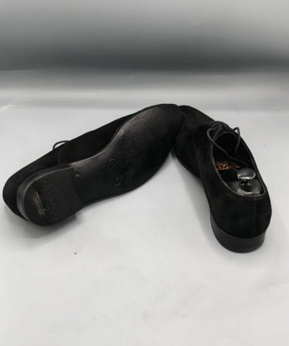 Prada Black Suede Pointed Toe Lace-Up Shoes