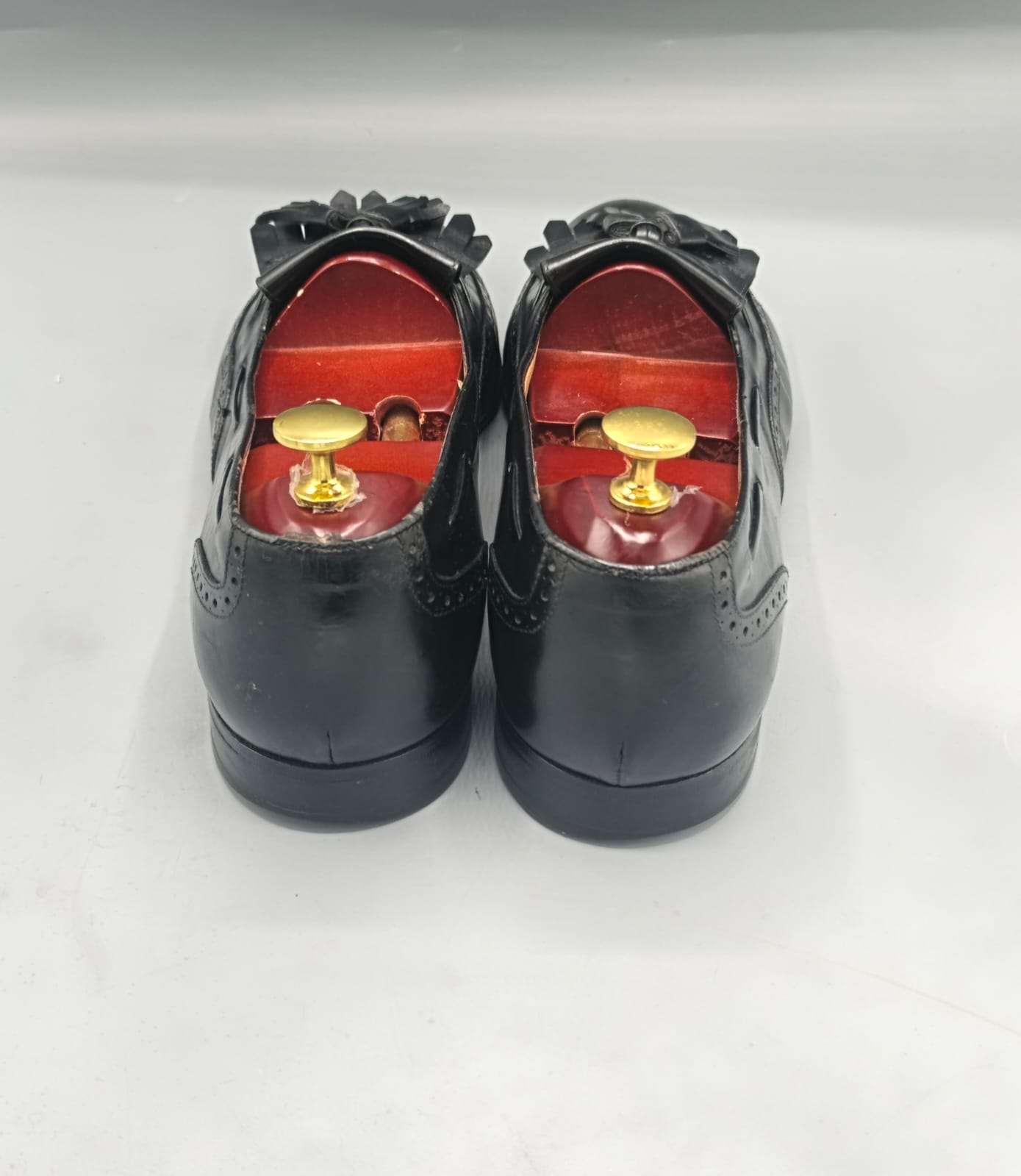 Salvatore Ferragamo Black Leather Tassel Brogue Loafers