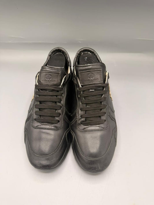 Roberto Cavalli Black Leather Sneakers