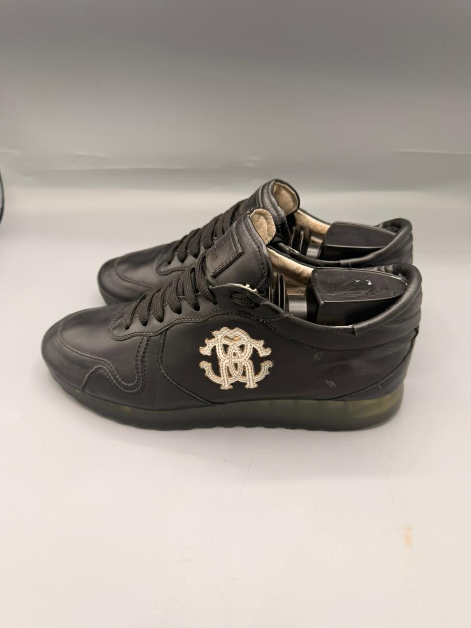 Roberto Cavalli Black Leather Sneakers