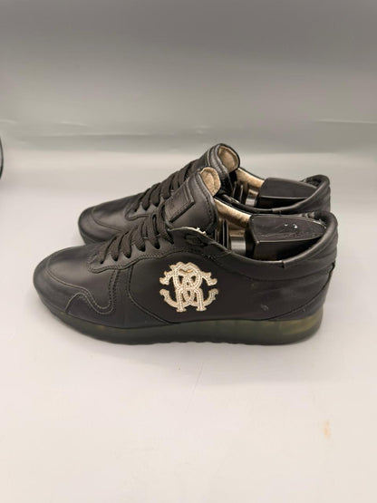 Roberto Cavalli Black Leather Sneakers