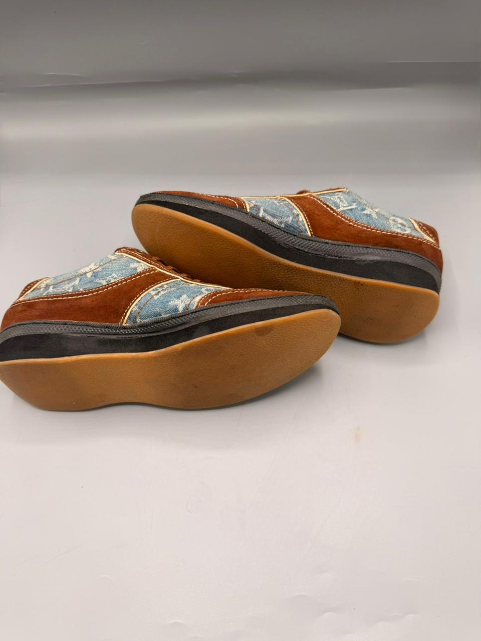 Louis Vuitton Monogram Denim Sneakers (Blue / Brown Suede)
