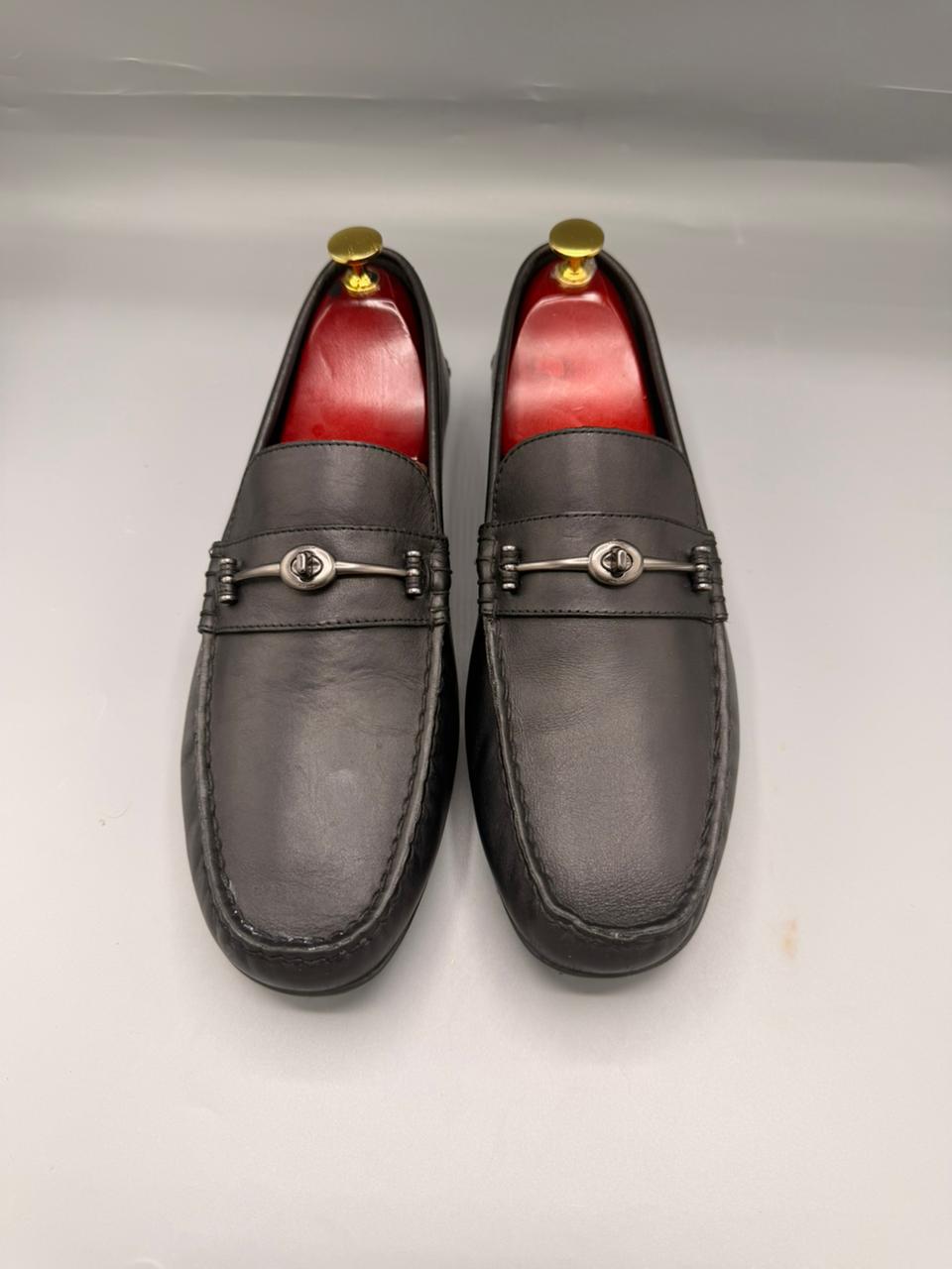 Coach Black Leather Driver Loafers
