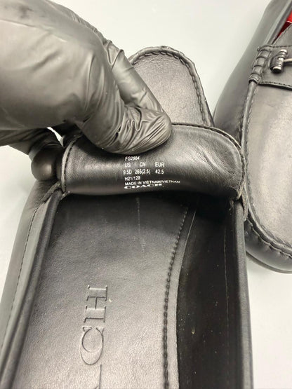 Coach Black Leather Driver Loafers