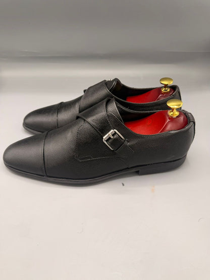 Calvin Klein Men’s Black Leather Double Monk Strap Shoes