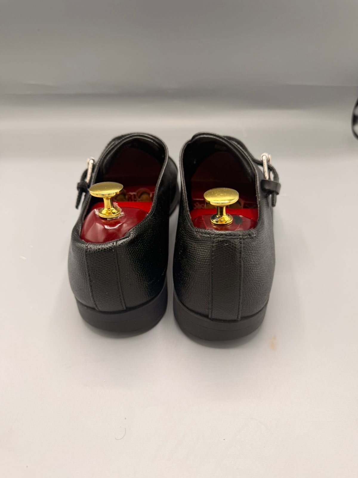 Calvin Klein Men’s Black Leather Double Monk Strap Shoes