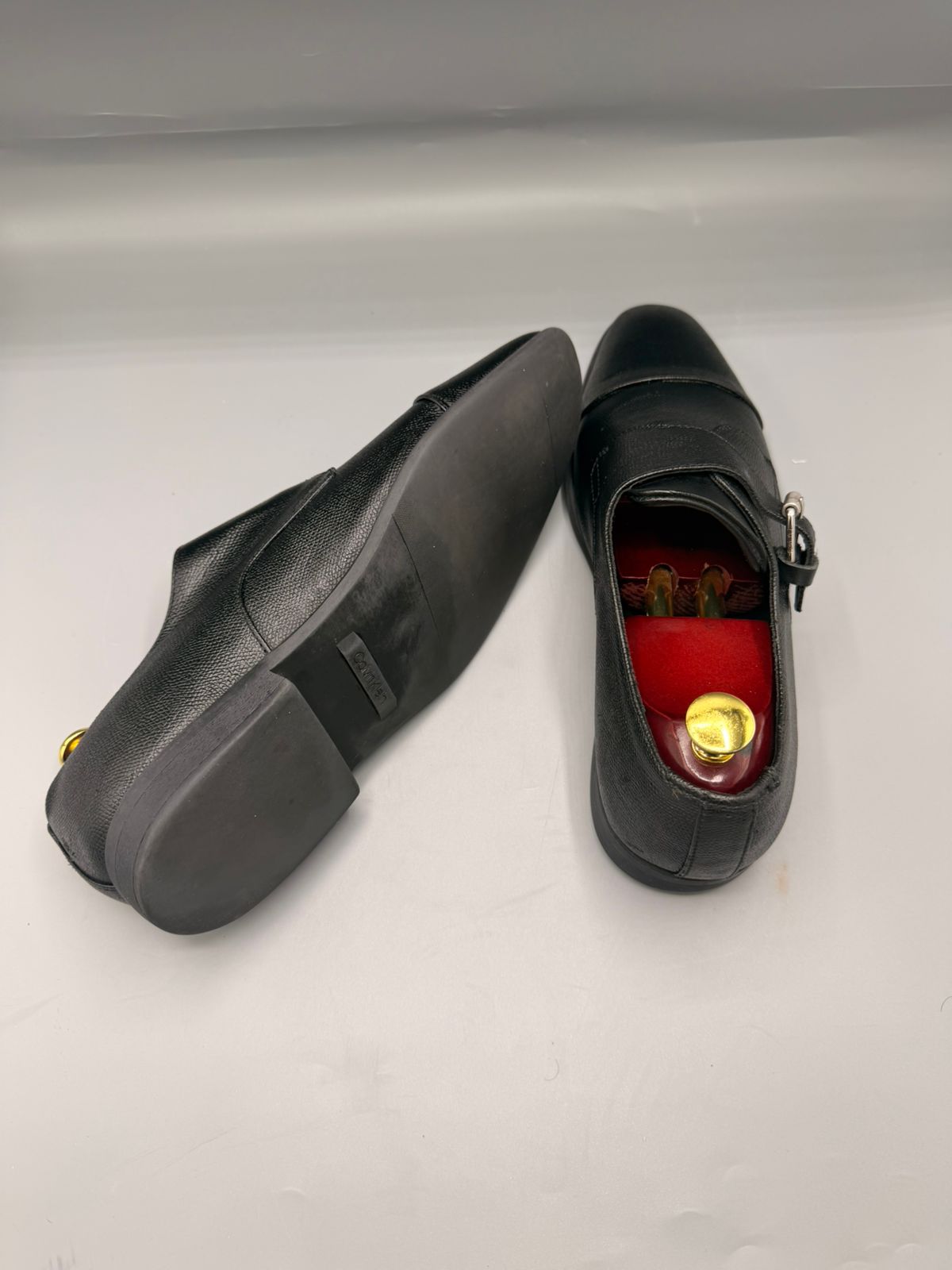 Calvin Klein Men’s Black Leather Double Monk Strap Shoes