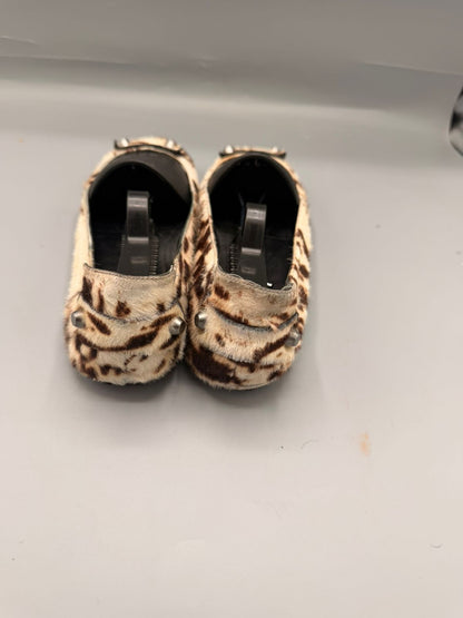 Balenciaga Cow Print Ponyhair Flats (Silver Stud Accents)