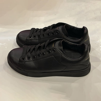Alexander McQueen Premium Leather Low-Top Lace-Up Sneakers – Black