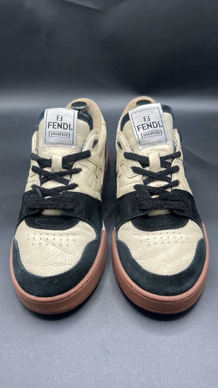 Fendi Premium Leather & Suede Casual Lace-Up Sneakers