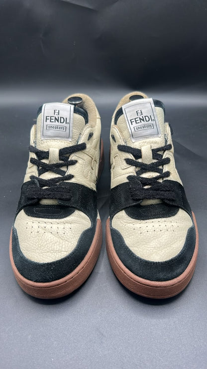 Fendi Premium Leather & Suede Casual Lace-Up Sneakers