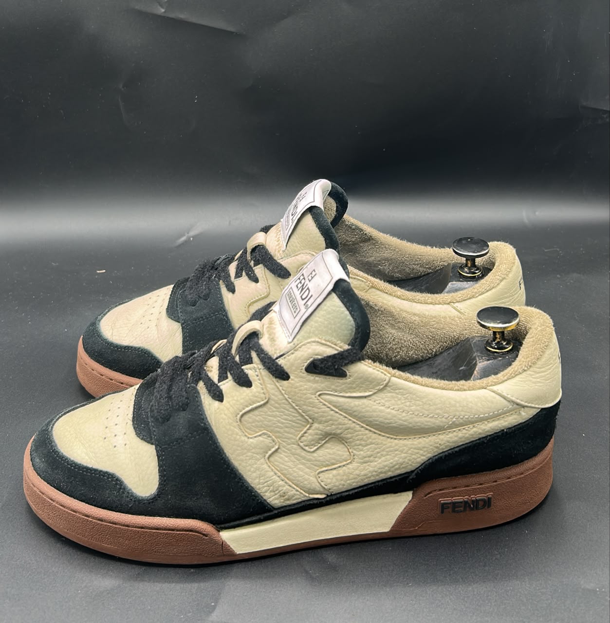 Fendi Premium Leather & Suede Casual Lace-Up Sneakers