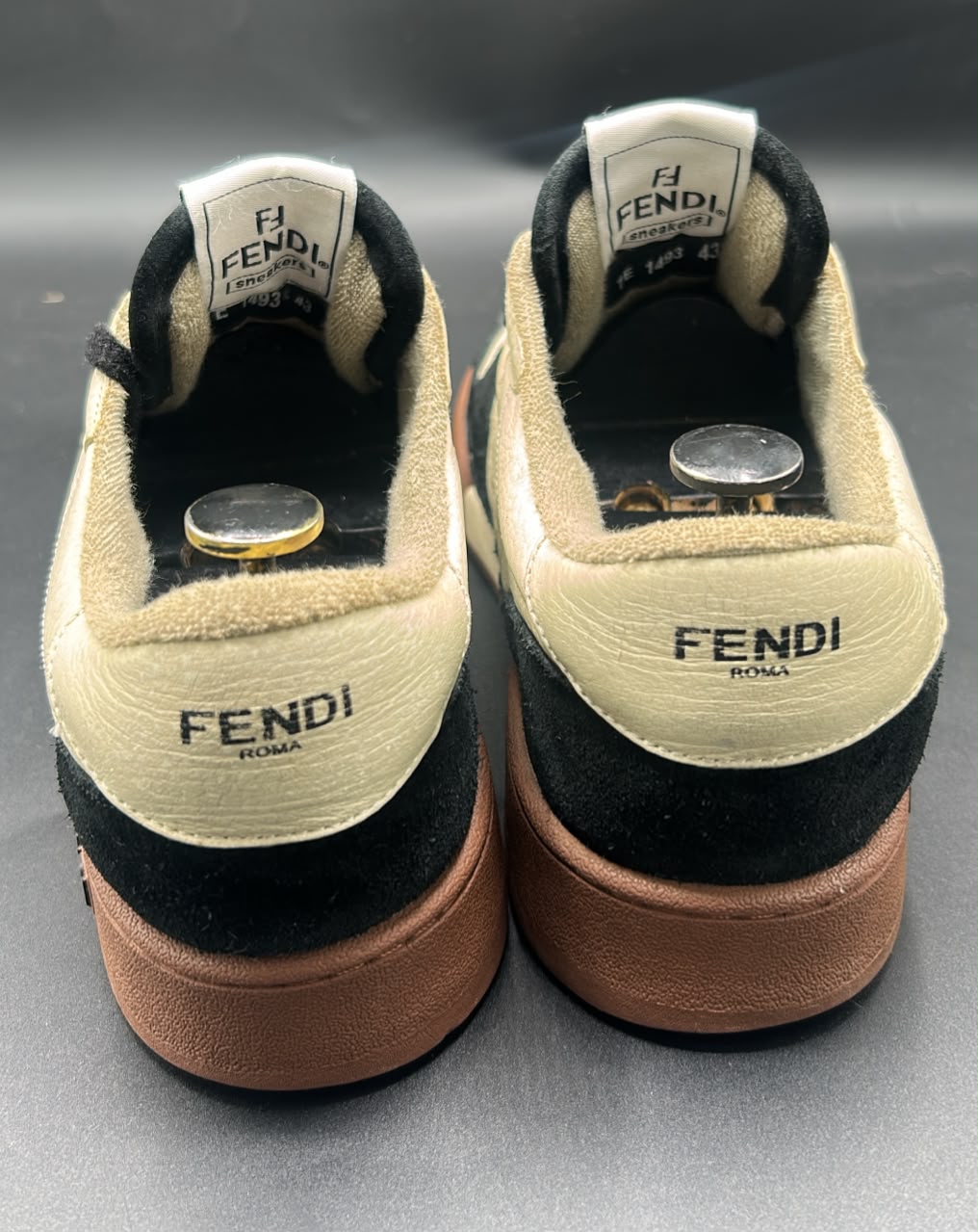 Fendi Premium Leather & Suede Casual Lace-Up Sneakers