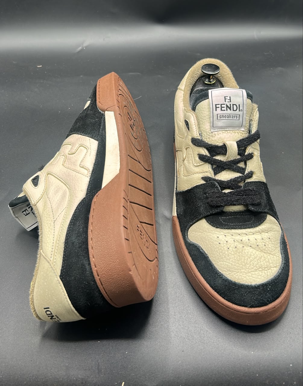 Fendi Premium Leather & Suede Casual Lace-Up Sneakers