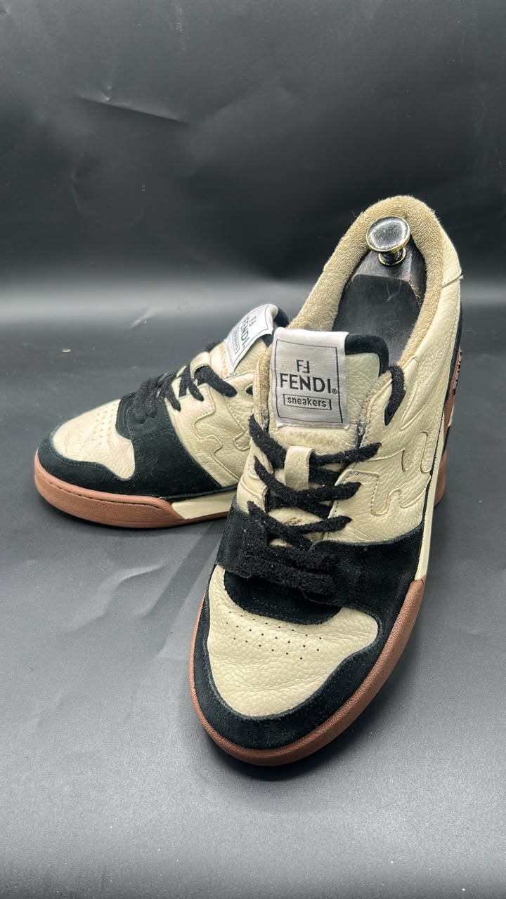 Fendi Premium Leather & Suede Casual Lace-Up Sneakers