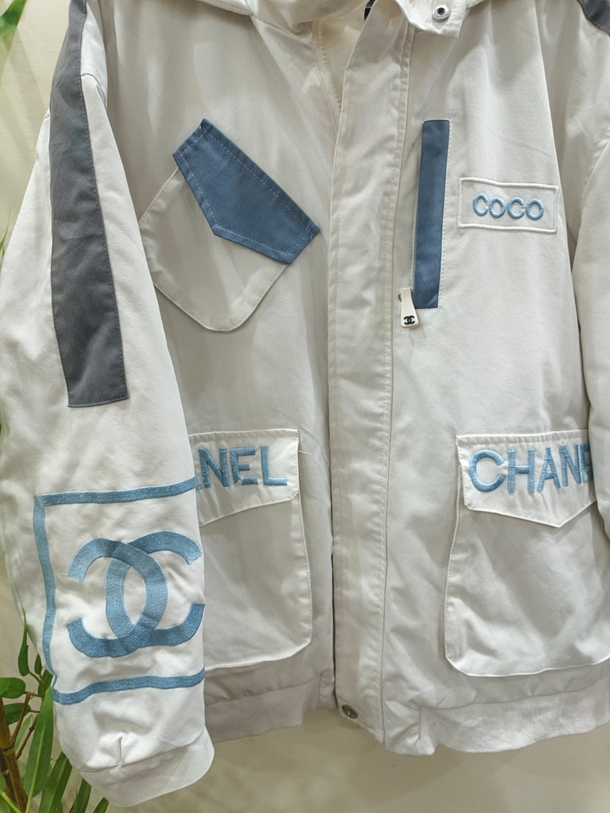 Chanel Vintage Embroidered Big Logo Hooded Jacket