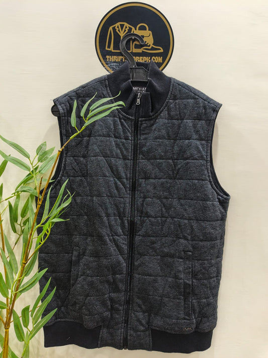Michael Kors Men's Quilted Zip-Up Vest Charcoal Grey