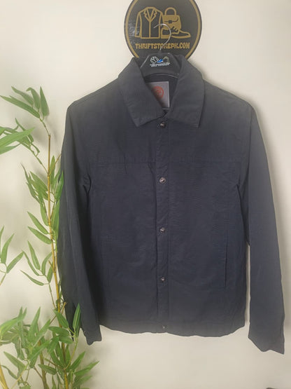 Versace Navy Button-Up Utility Overshirt Jacket – Men’s