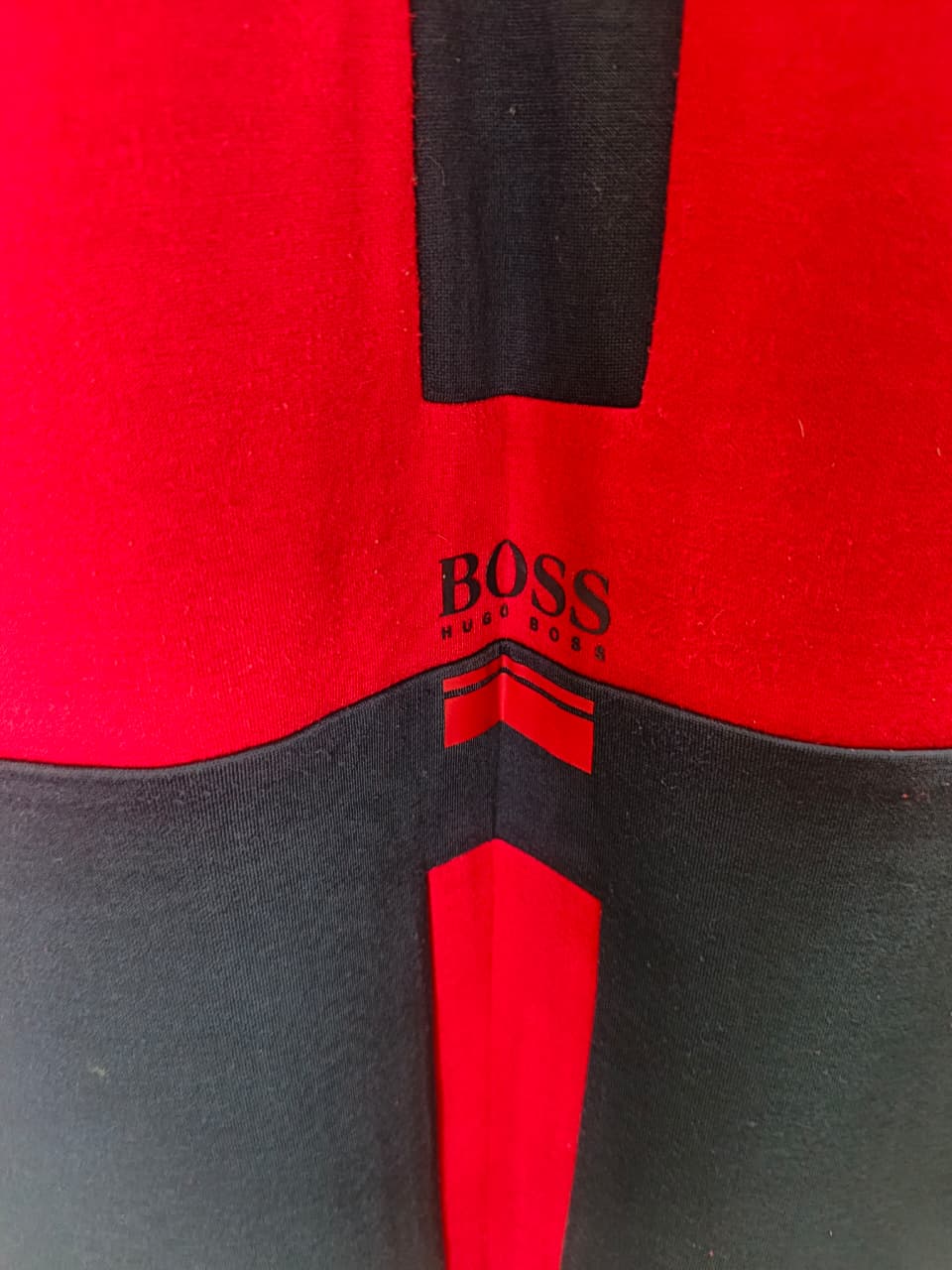 BOSS red and navy color-blocked full-zip hoodie