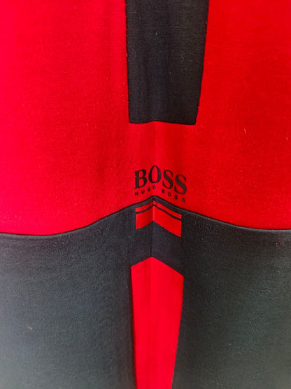 BOSS red and navy color-blocked full-zip hoodie