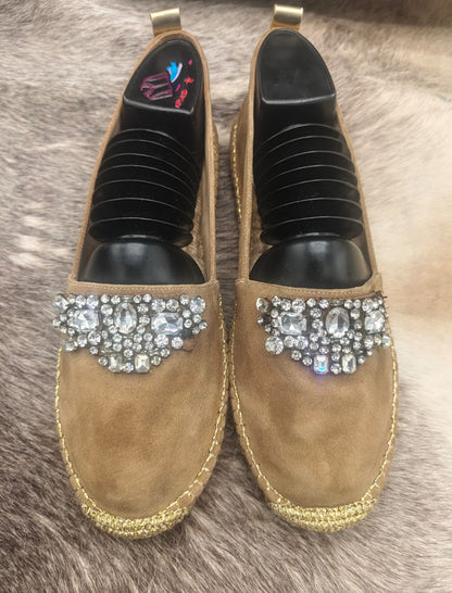 Jimmy Choo Crystal-Embellished Suede Espadrille Loafers
