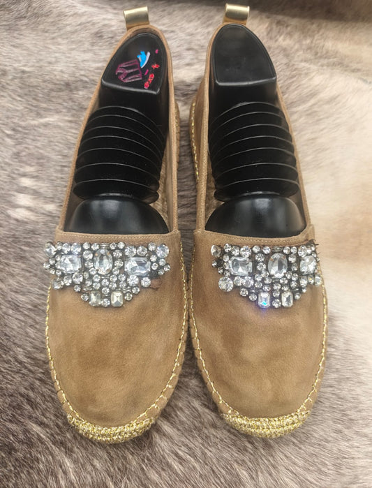 Jimmy Choo Crystal-Embellished Suede Espadrille Loafers